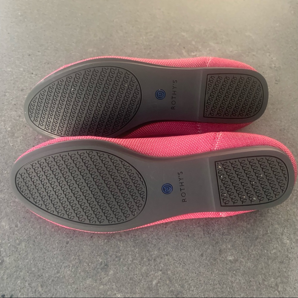 Pink round toe Rothy’s called Raspberry Birdseye flats. - Picture 3 of 7